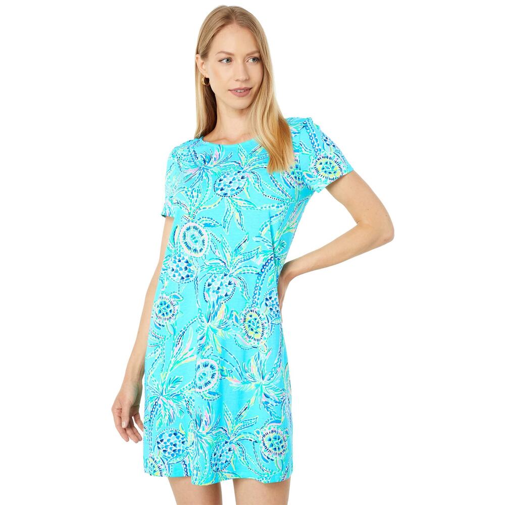 NWT Lilly Pulitzer Kimi Shift Dress Bermuda Blue Turtle Print Size L